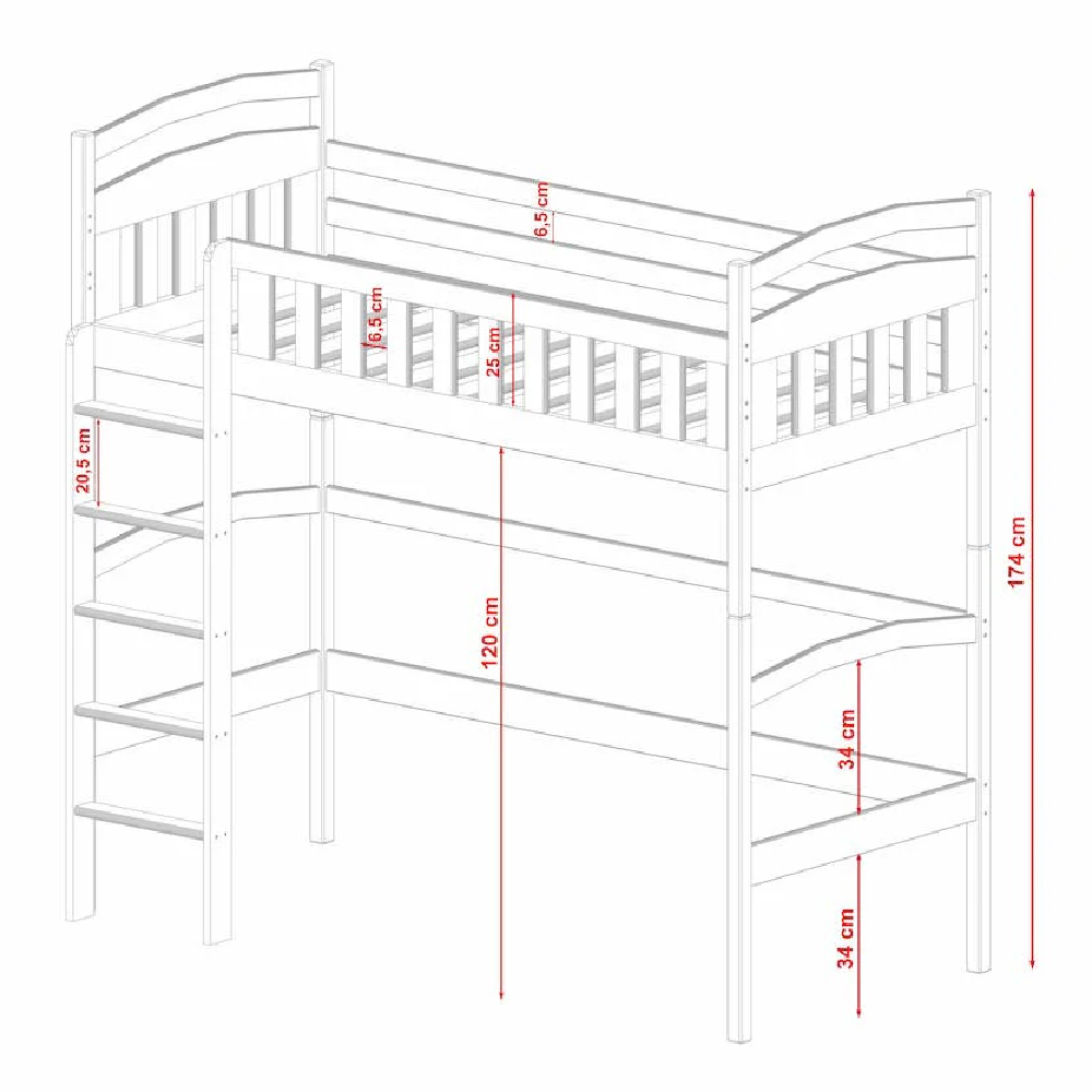Merritt Wooden Bunk Bed With Foam Mattress And Ladders In White