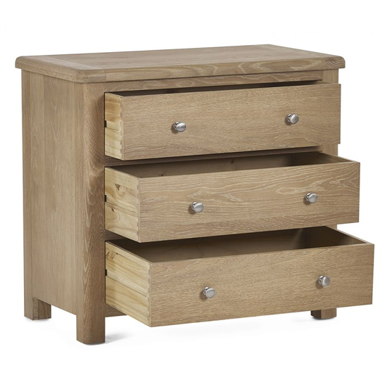 Merritt Wooden Chest Of 3 Drawers In Limed Oak