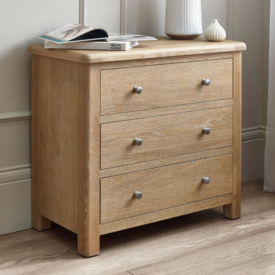 Merritt Wooden Chest Of 3 Drawers In Limed Oak