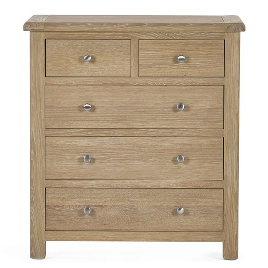 Merritt Wooden Chest Of 5 Drawers In Limed Oak