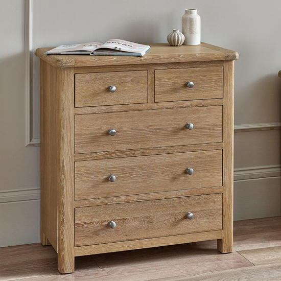 Read more about Merritt wooden chest of 5 drawers in limed oak