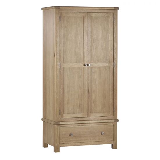 Merritt Wooden Wardrobe With 2 Doors 1 Drawer In Limed Oak