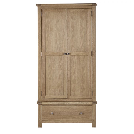 Merritt Wooden Wardrobe With 2 Doors 1 Drawer In Limed Oak