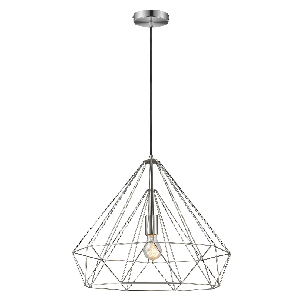 Read more about Merton metal pendant light large in satin nickel