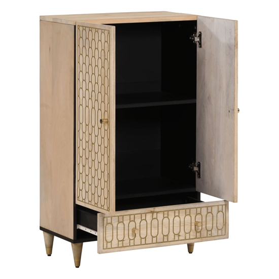 Merton Wooden Highboard With 2 Doors 1 Drawer In Brown