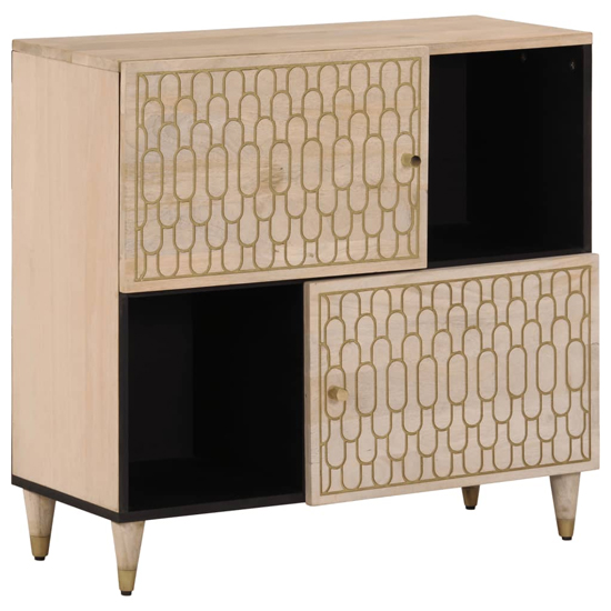 Read more about Merton wooden storage cabinet with 2 doors 4 shelves in brown
