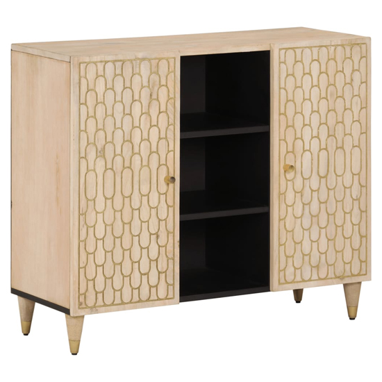 Read more about Merton wooden storage cabinet with 2 doors 7 shelves in brown