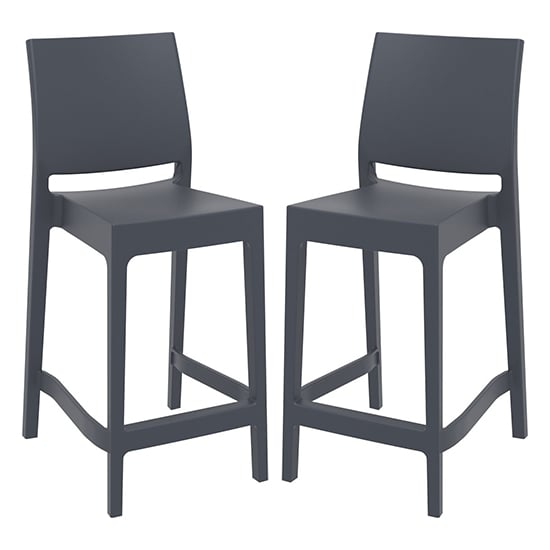 Product photograph of Mesa Dark Grey Polypropylene Bar Chairs In Pair from Furniture in Fashion