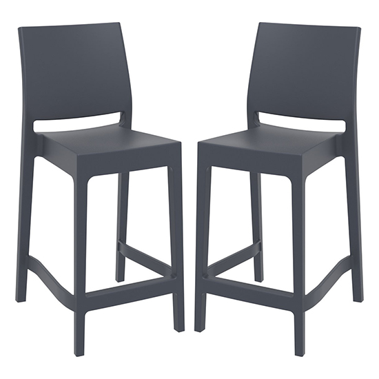 Read more about Mesa dark grey polypropylene bar chairs in pair