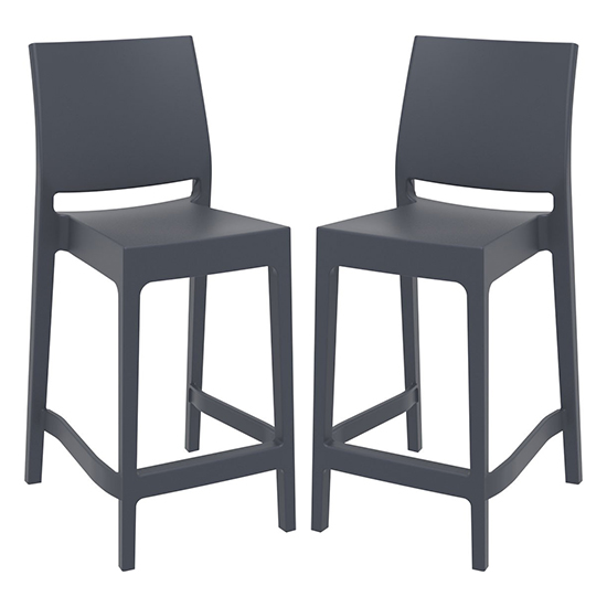 Photo of Mesa dark grey polypropylene bar chairs in pair