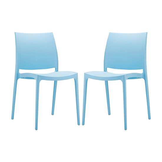 Mesa Light Blue Polypropylene Dining Chairs In Pair