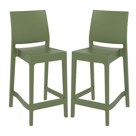 Product photograph of Mesa Olive Green Polypropylene Bar Chairs In Pair from Furniture in Fashion