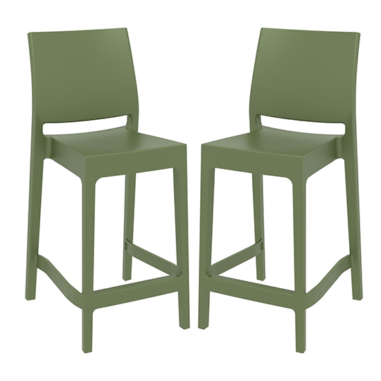 Read more about Mesa olive green polypropylene bar chairs in pair