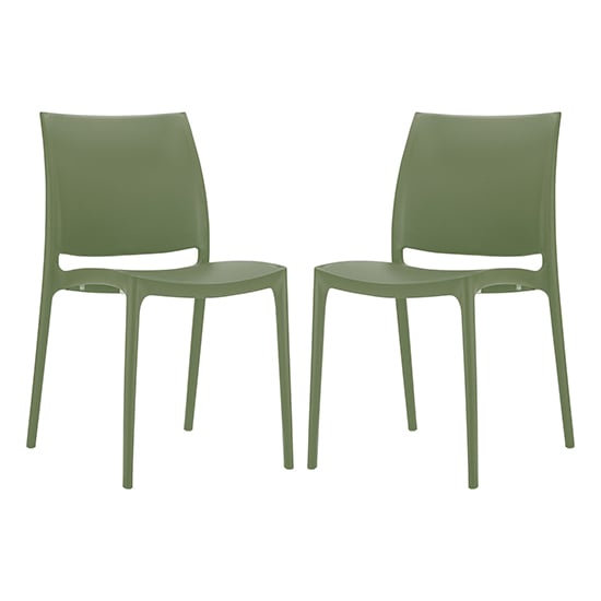Product photograph of Mesa Olive Green Polypropylene Dining Chairs In Pair from Furniture in Fashion