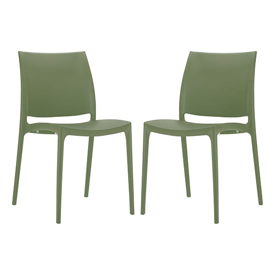 Mesa Olive Green Polypropylene Dining Chairs In Pair