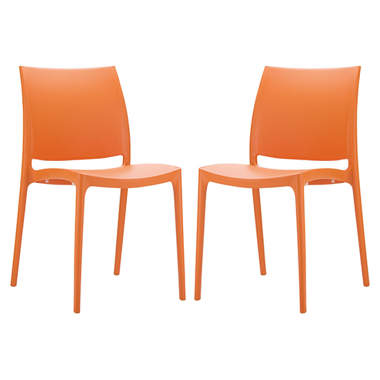 Product photograph of Mesa Orange Polypropylene Dining Chairs In Pair from Furniture in Fashion