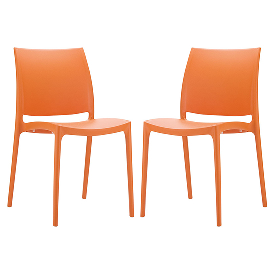 Mesa Orange Polypropylene Dining Chairs In Pair