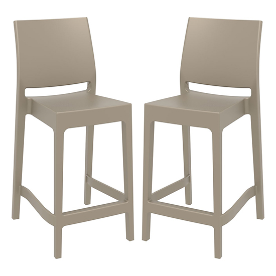 Product photograph of Mesa Taupe Polypropylene Bar Chairs In Pair from Furniture in Fashion