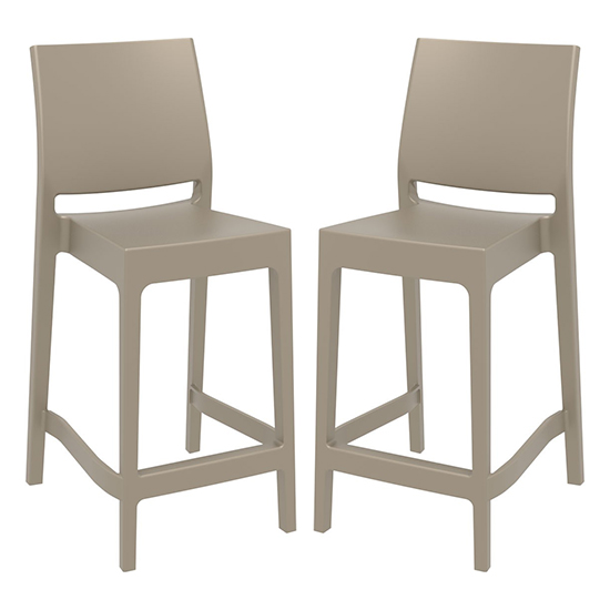 Product photograph of Mesa Taupe Polypropylene Bar Chairs In Pair from Furniture in Fashion