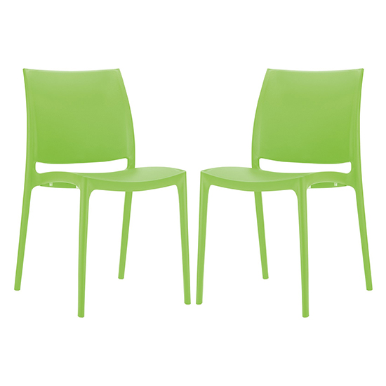 Mesa Tropical Green Polypropylene Dining Chairs In Pair