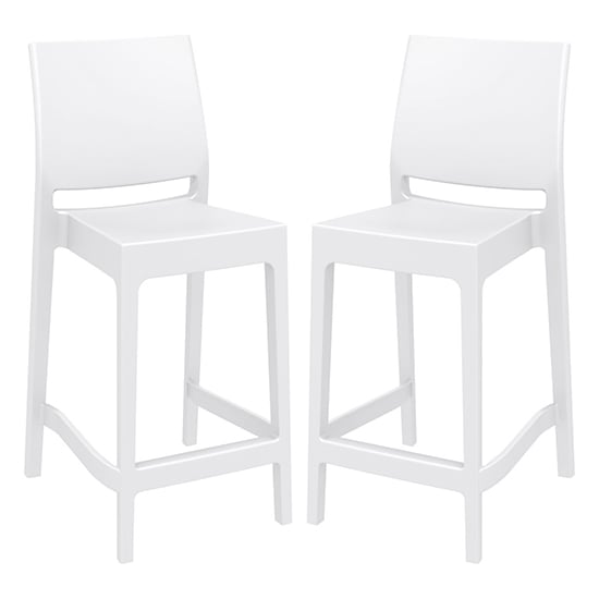 Photo of Mesa white polypropylene bar chairs in pair