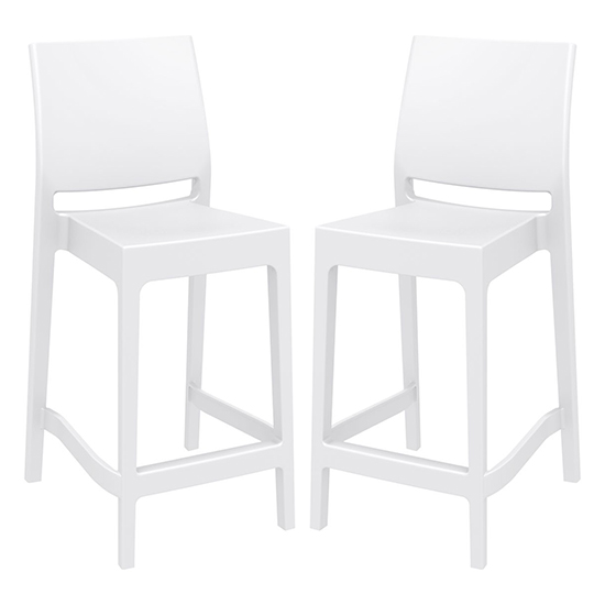 Read more about Mesa white polypropylene bar chairs in pair