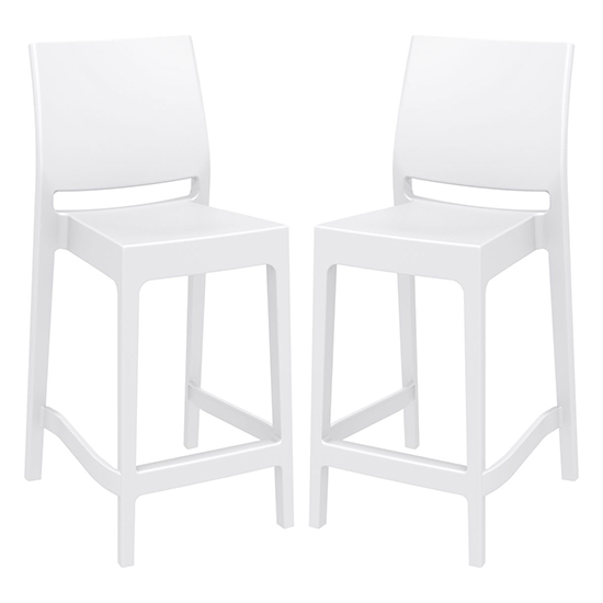 Photo of Mesa white polypropylene bar chairs in pair