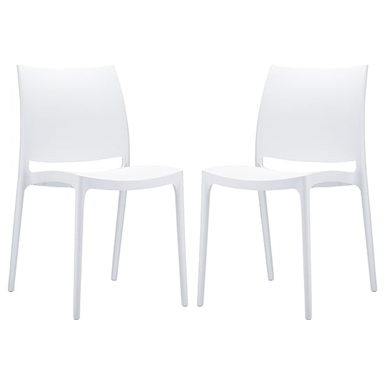 Photo of Mesa white polypropylene dining chairs in pair