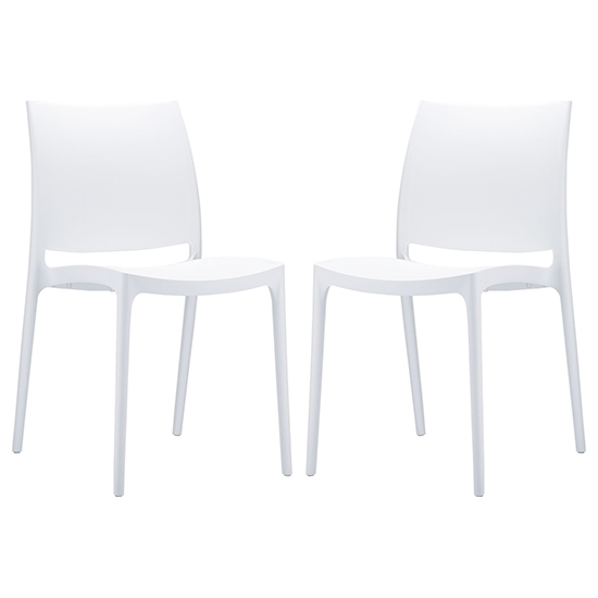 Photo of Mesa white polypropylene dining chairs in pair