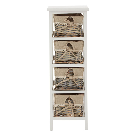 Mesan Tall Wooden Chest Of 4 Woven Willow Drawers In White_3