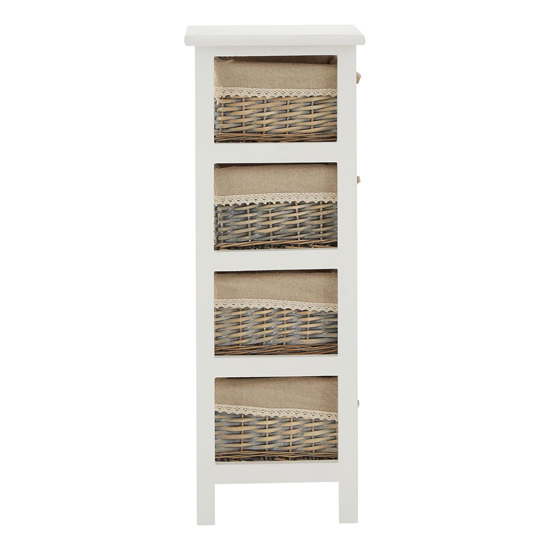 Mesan Tall Wooden Chest Of 4 Woven Willow Drawers In White_4