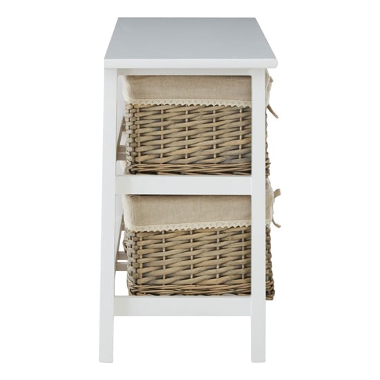 Mesan Wide Wooden Chest Of 4 Woven Willow Drawers In White