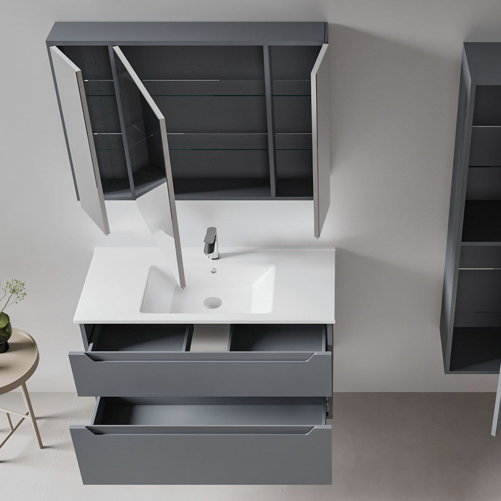 Messina 1000mm Wooden Wall Mounted Bathroom Furniture Set in Matte Anthracite