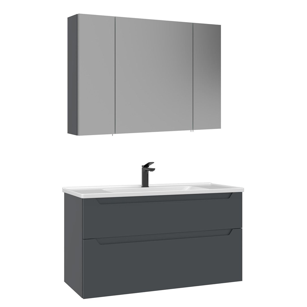 Messina 1000mm Wooden Wall Mounted Bathroom Furniture Set in Matte Anthracite