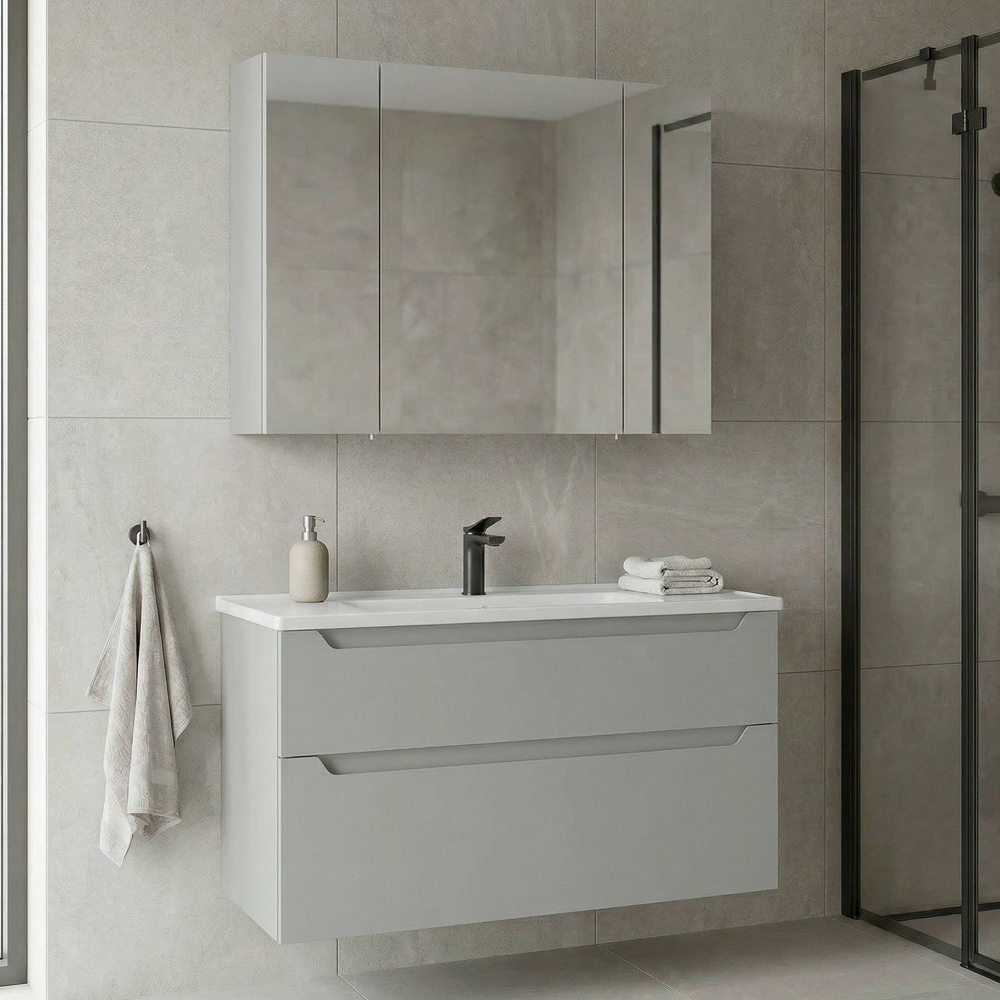 Messina 1000mm Wooden Wall Mounted Bathroom Furniture Set in Matte Cashmere