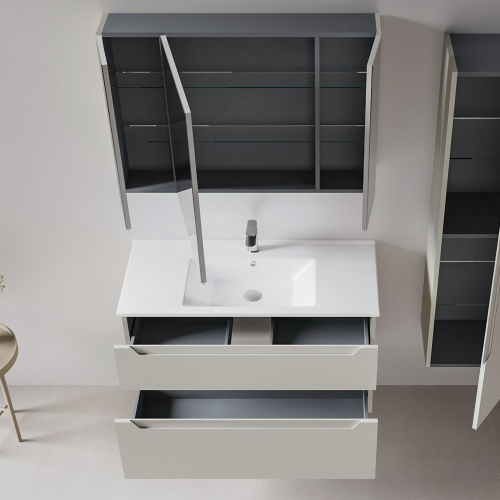Messina 1000mm Wooden Wall Mounted Bathroom Furniture Set in Matte Cashmere