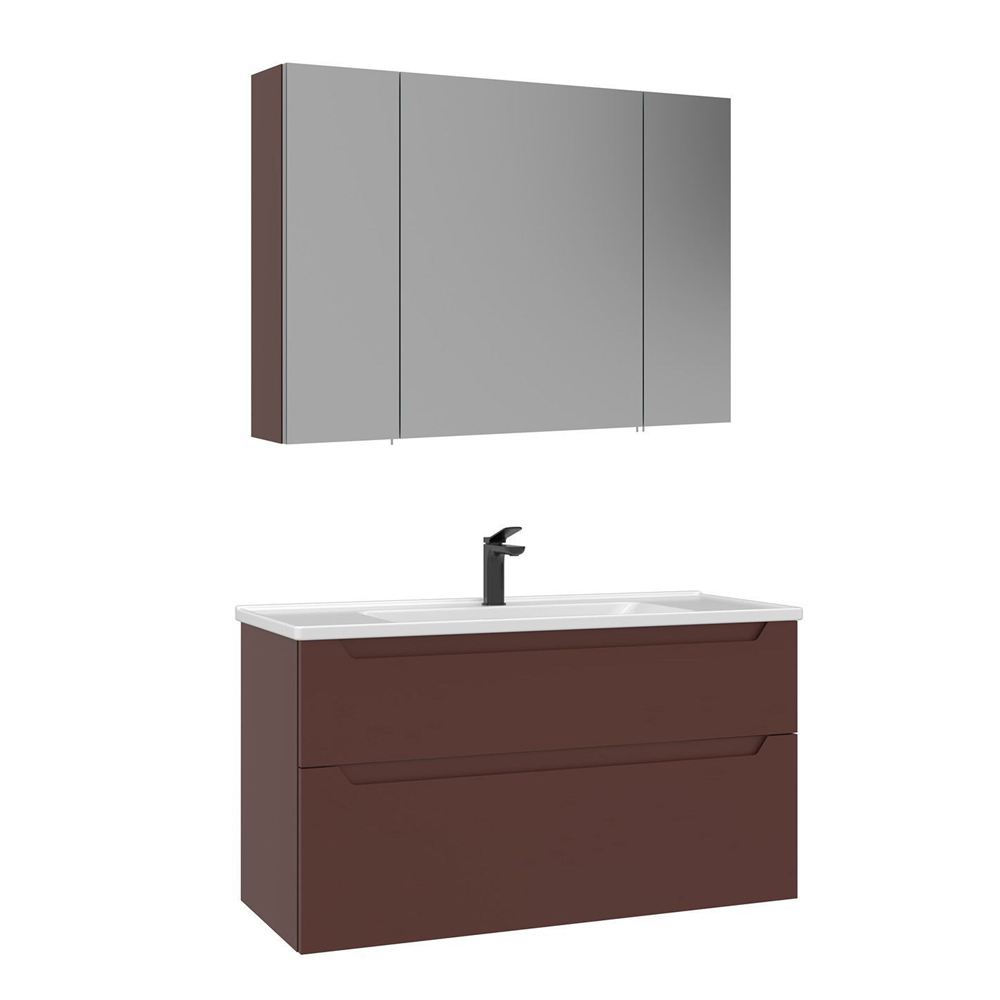 Messina 1000mm Wooden Wall Mounted Bathroom Furniture Set in Matte Red