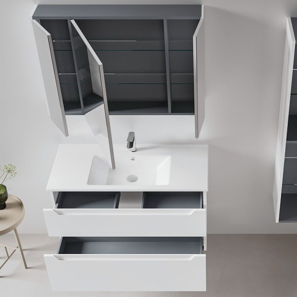 Messina 1000mm Wooden Wall Mounted Bathroom Furniture Set in Matte White