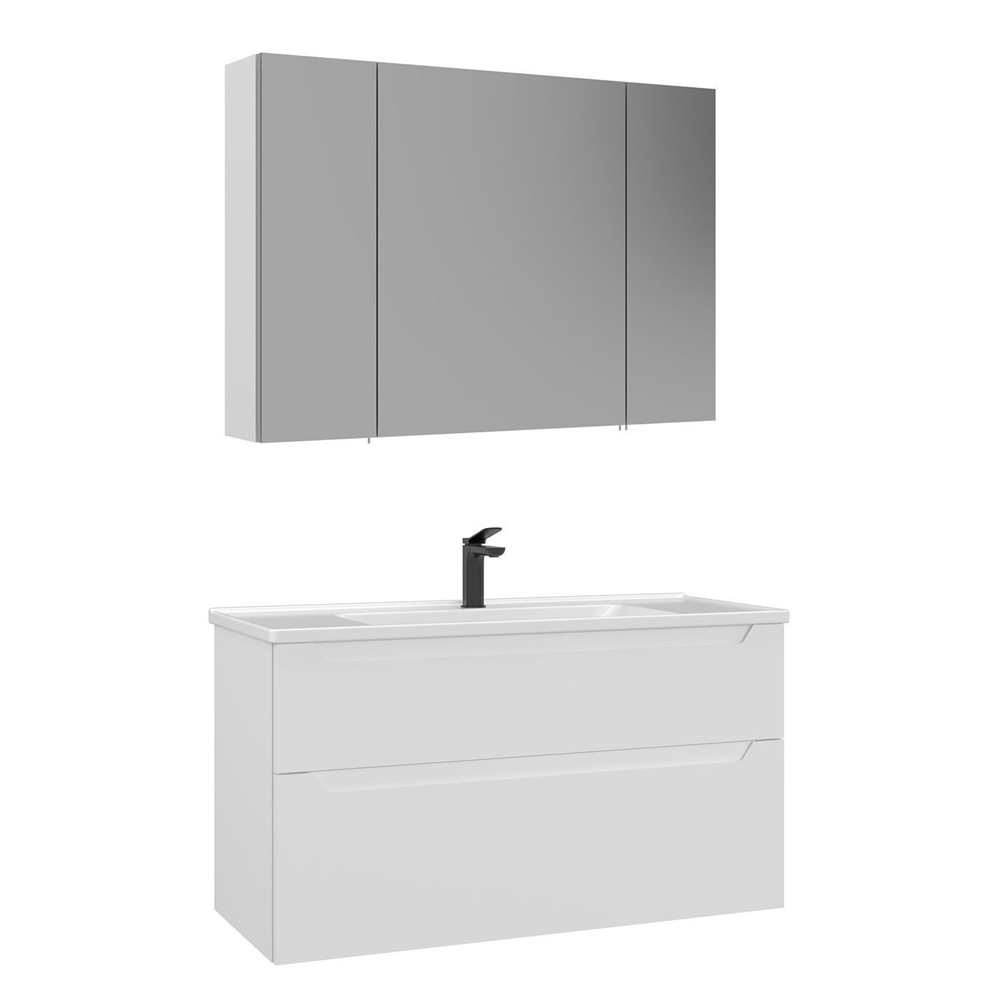 Messina 1000mm Wooden Wall Mounted Bathroom Furniture Set in Matte White