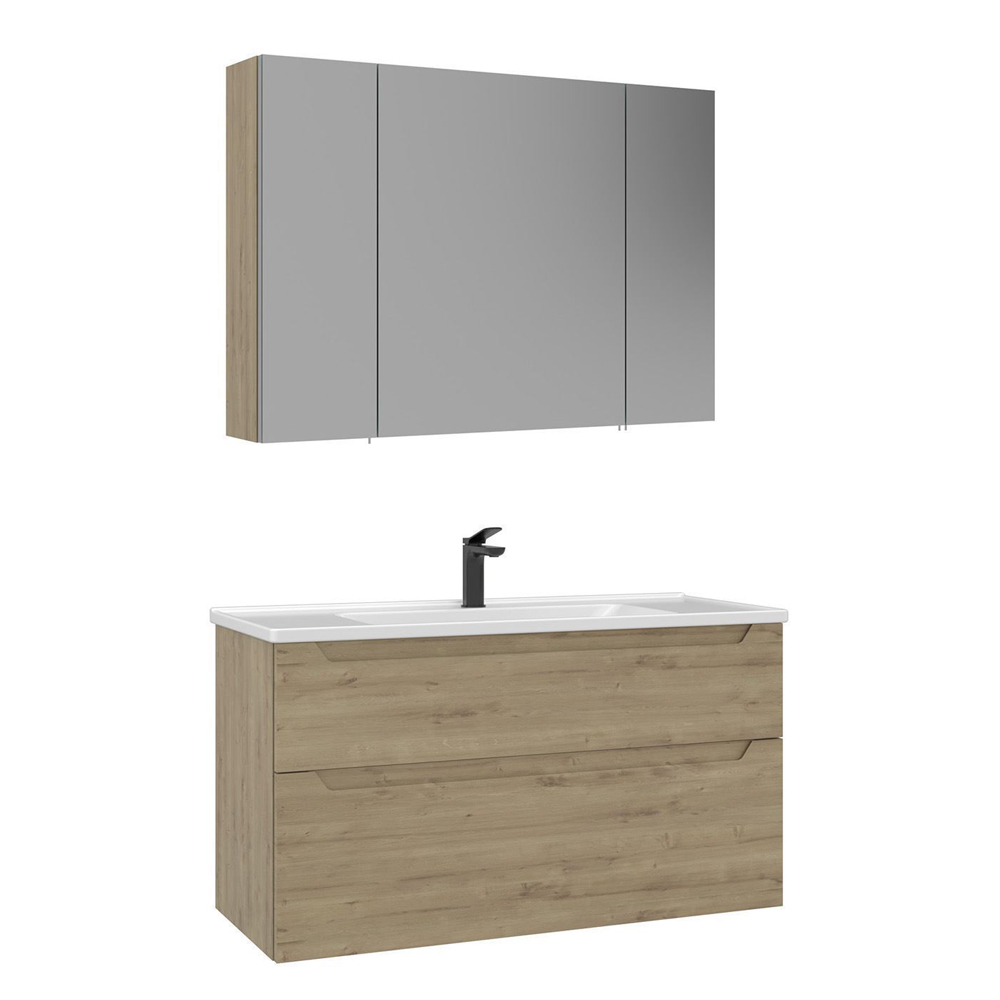 Messina 1000mm Wooden Wall Mounted Bathroom Furniture Set in Oak