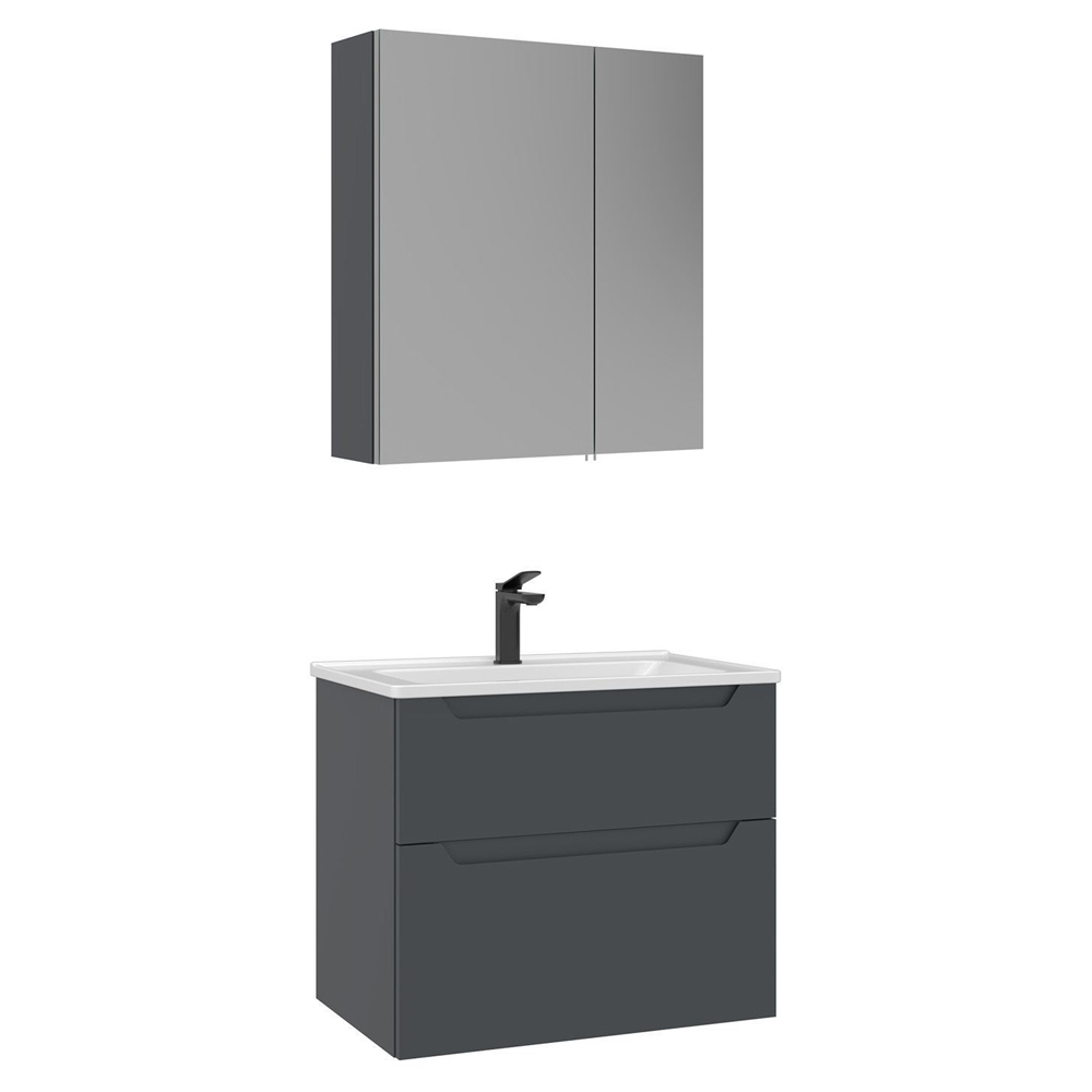Messina 650mm Wooden Wall Mounted Bathroom Furniture Set in Matte Anthracite