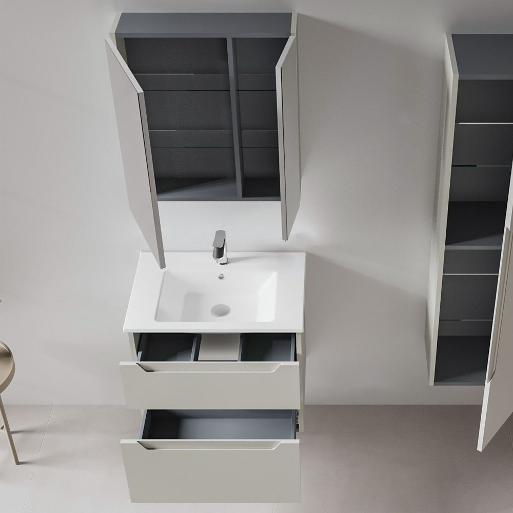Messina 650mm Wooden Wall Mounted Bathroom Furniture Set in Matte Cashmere