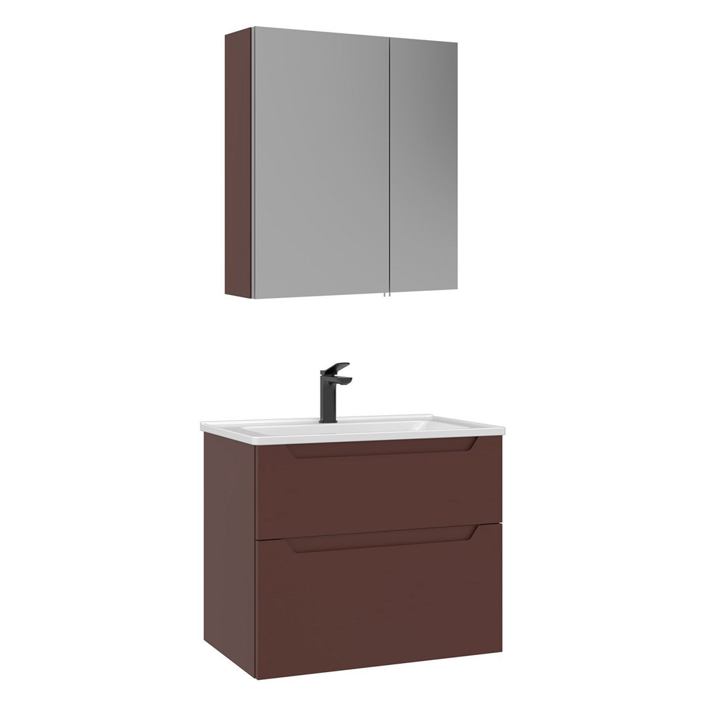 Messina 650mm Wooden Wall Mounted Bathroom Furniture Set in Matte Red