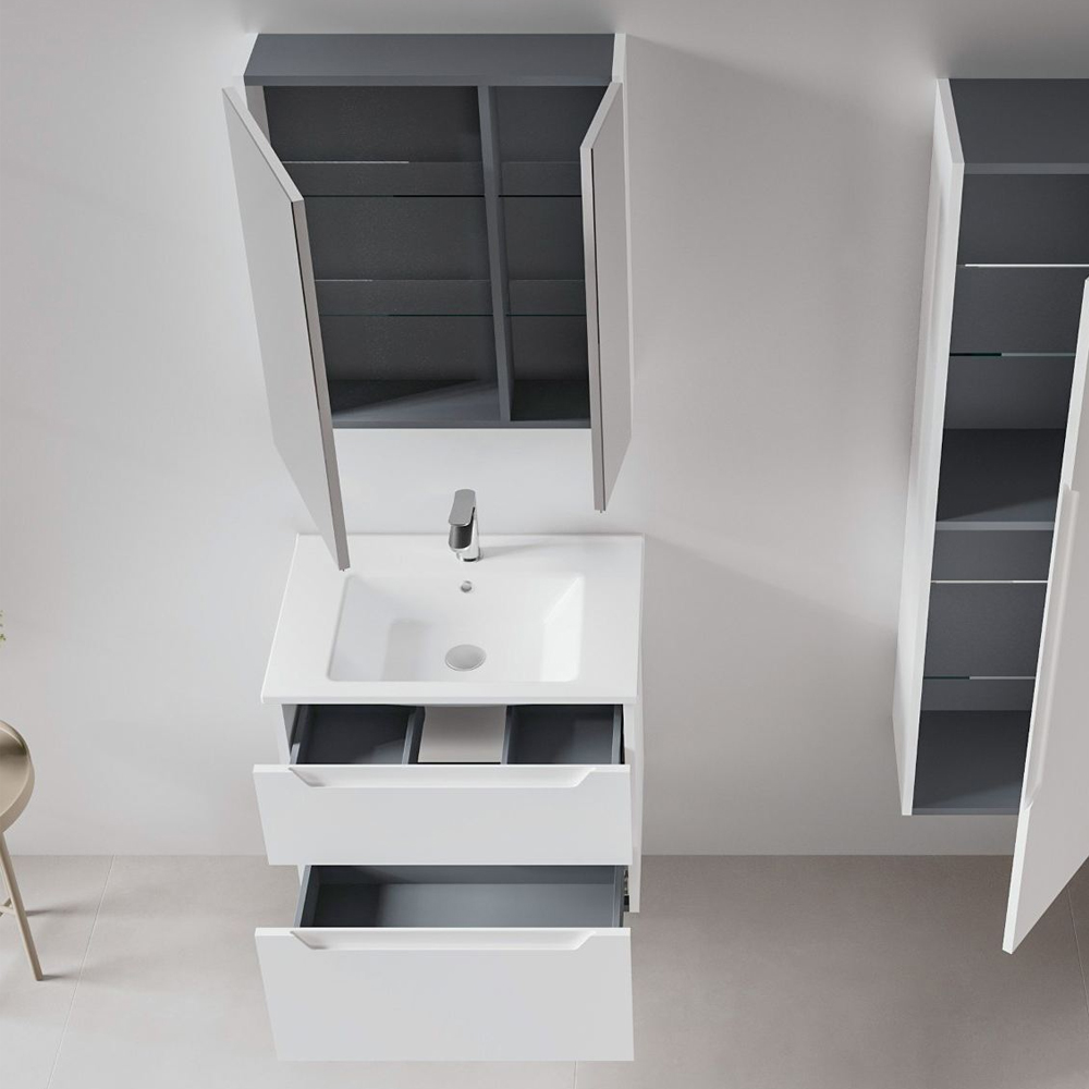 Messina 650mm Wooden Wall Mounted Bathroom Furniture Set in Matte White