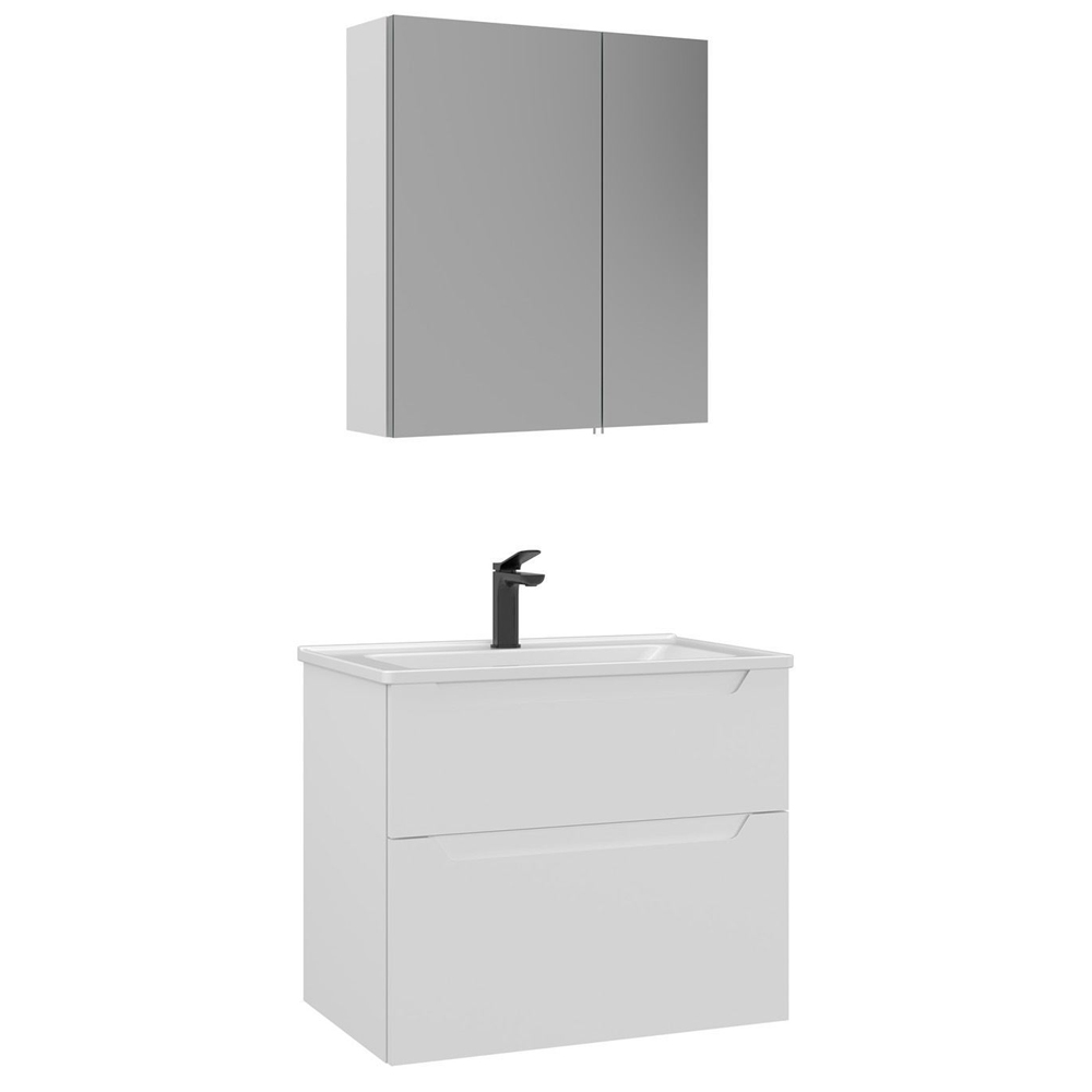 Messina 650mm Wooden Wall Mounted Bathroom Furniture Set in Matte White