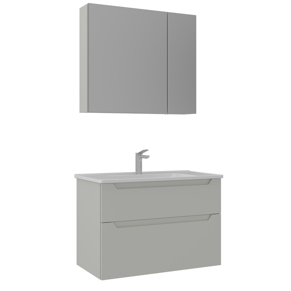Messina 850mm Wooden Wall Mounted Bathroom Furniture Set in Matte Cashmere