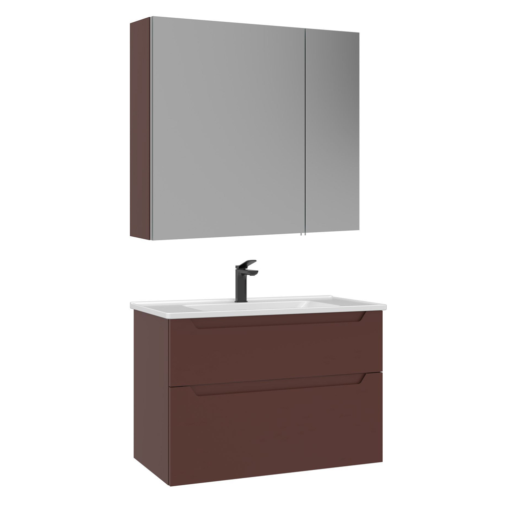Messina 850mm Wooden Wall Mounted Bathroom Furniture Set in Matte Red