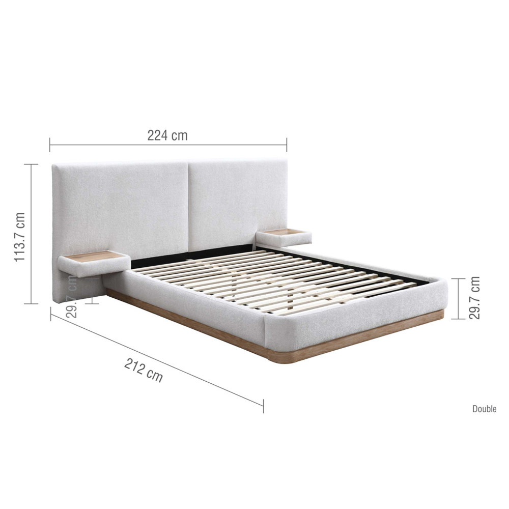 Messina Fabric Double Bed in White