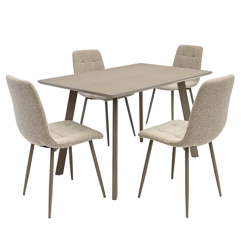 Messina Grey Small Rectangular Wooden Dining Table with 4 Mocha Chairs