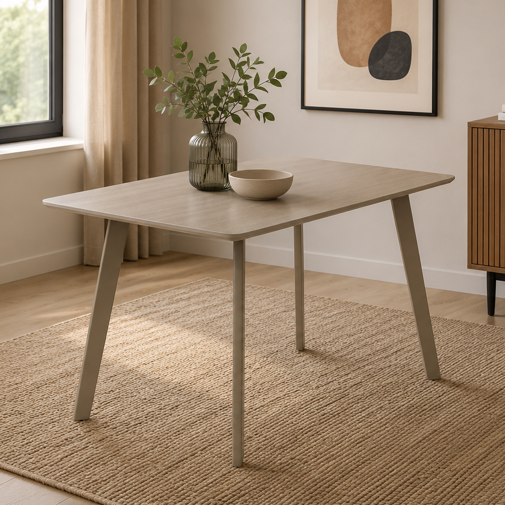 Messina Grey Small Rectangular Wooden Dining Table with 4 Mocha Chairs